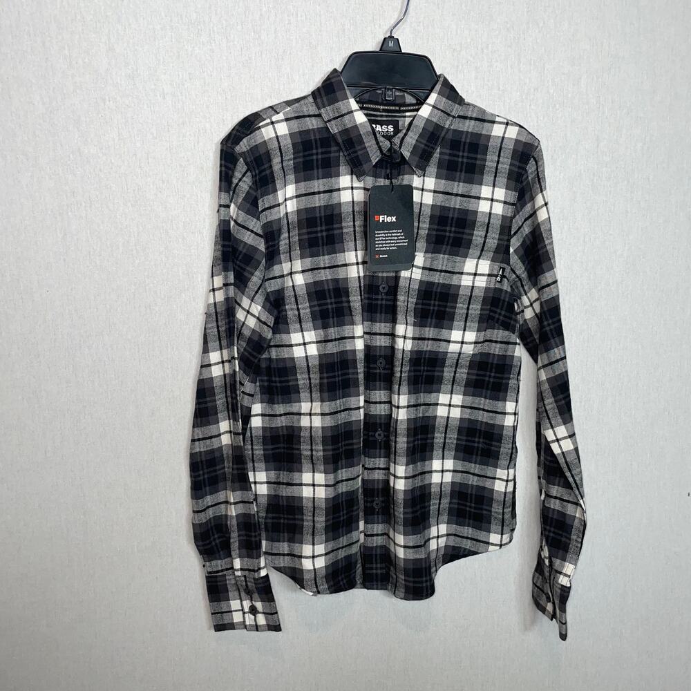 BASS OUTDOOR Plaid Windsor Stretch Flannel  Shirt Asphalt XS $49